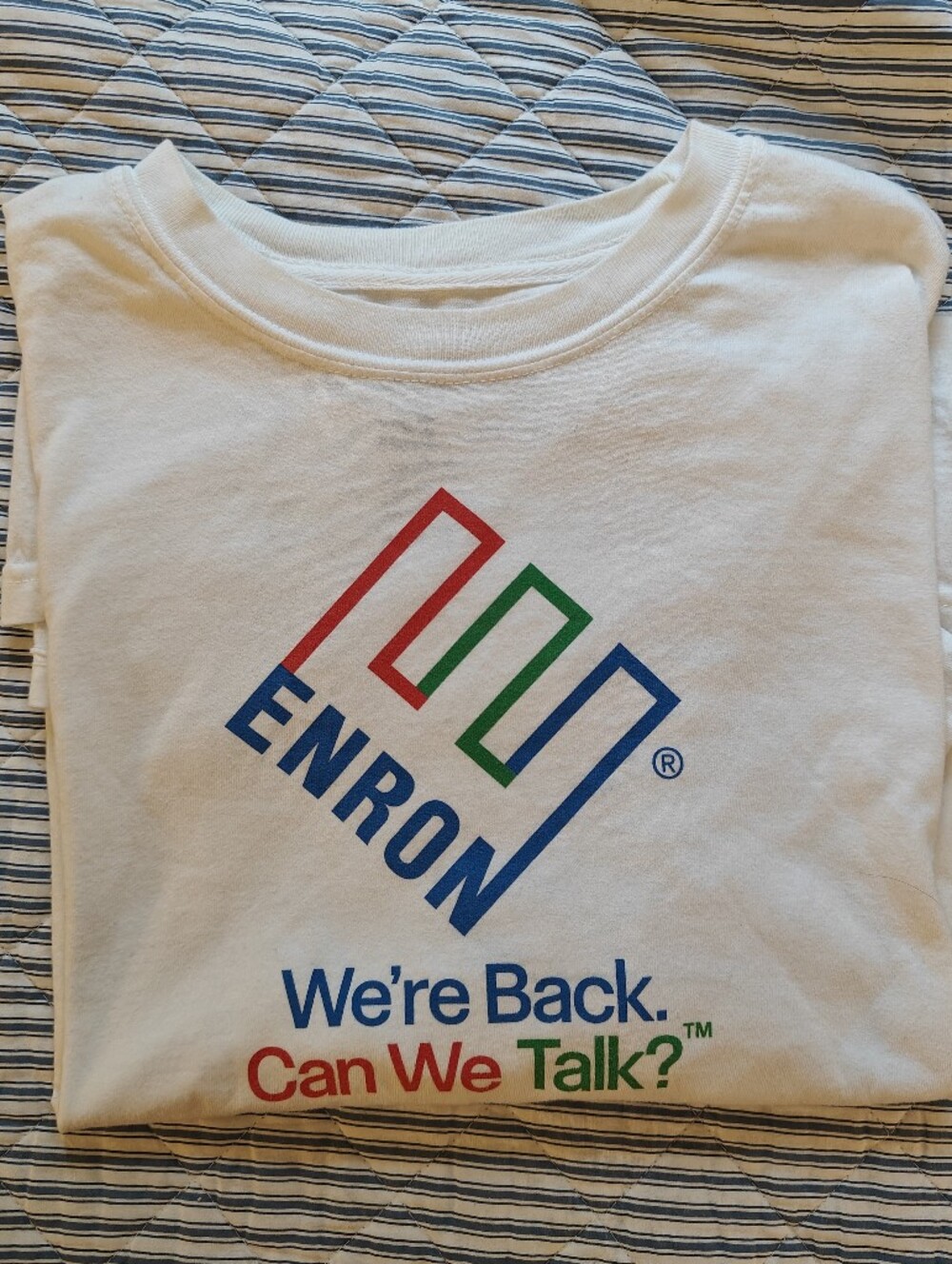 Enron "We're Back. Can We Talk?" Ironic T Shirt